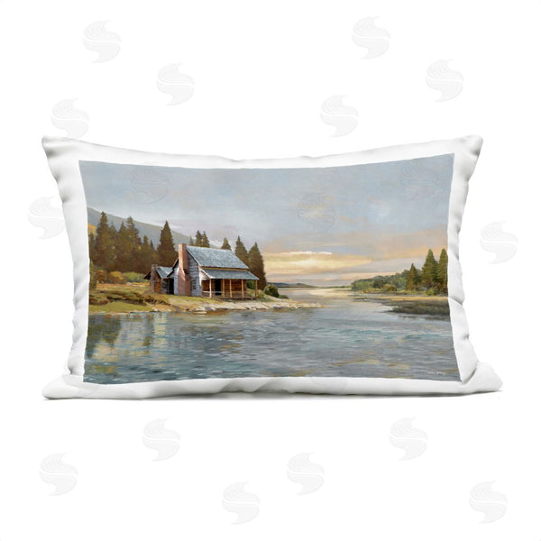 Stupell Industries Amber Sterling | Cabin At River's Edge Printed Throw Pillow