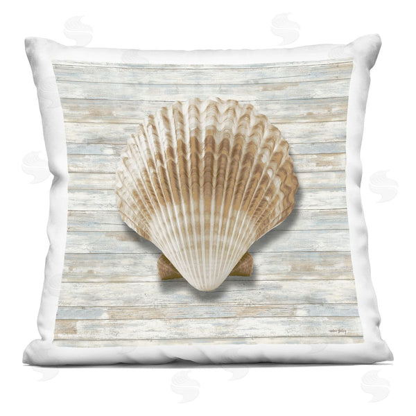 stupell industries Amber Sterling | Clam Shell on Shiplap Printed Throw Pillow