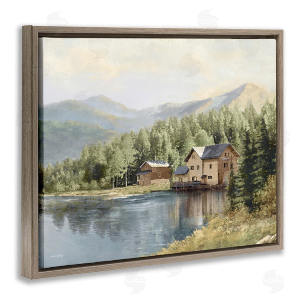 Stupell Industries Amber Sterling | Lakeside Cabin With Mountain View