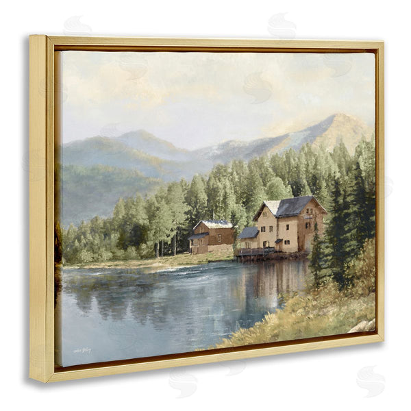 Stupell Industries Amber Sterling | Lakeside Cabin With Mountain View