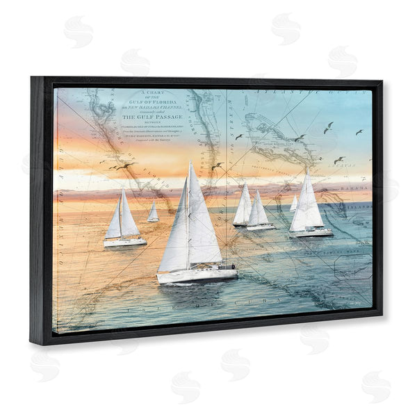 Stupell Industries Amber Sterling | Nautical Ships & Vintage Map