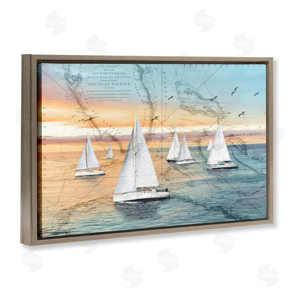 Stupell Industries Amber Sterling | Nautical Ships & Vintage Map