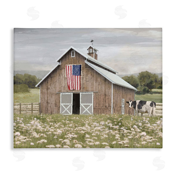 stupell industries Amber Sterling | Patriotic Barn & Cow