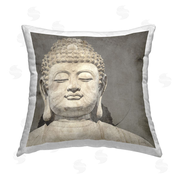 stupell industries Amber Sterling | Rustic Buddha Portrait Printed Throw Pillow