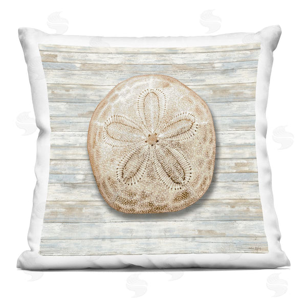 stupell industries Amber Sterling | Sand Dollar On Shiplap Printed Throw Pillow