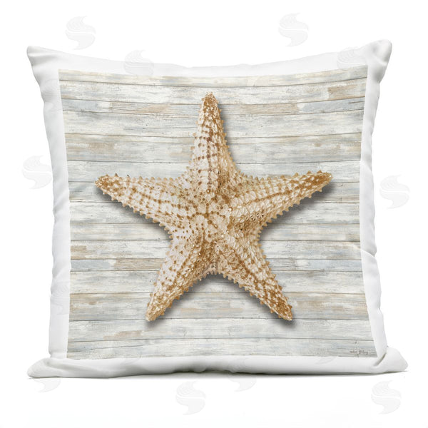 Stupell Industries Amber Sterling | Starfish On Shiplap Printed Throw Pillow