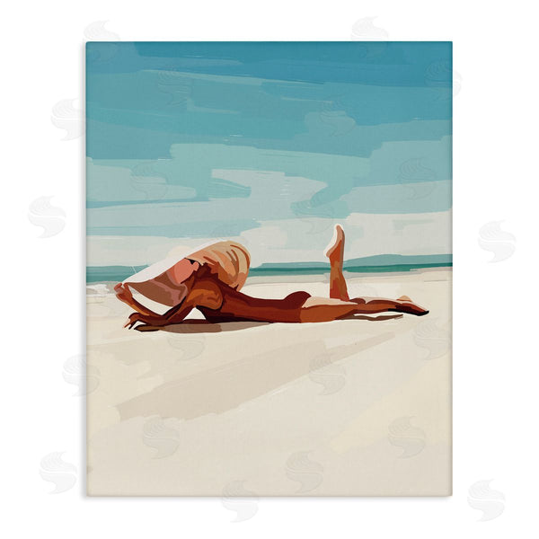 stupell industries Amelia Noyes | Beach Babe Lounging Coastal Ocean Shoreline Wall Art