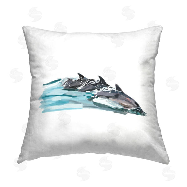 stupell industries Amelia Noyes | Dolphins Swimming Minimal Sea Printed Throw Pillow