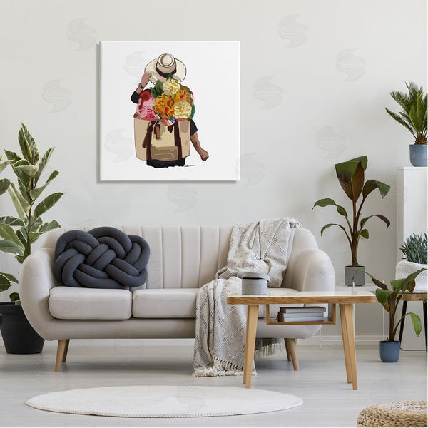 Stupell Industries Amelia Noyes | Floral Backpack Mixed Blooms Summertime Sun Hat Wall Art