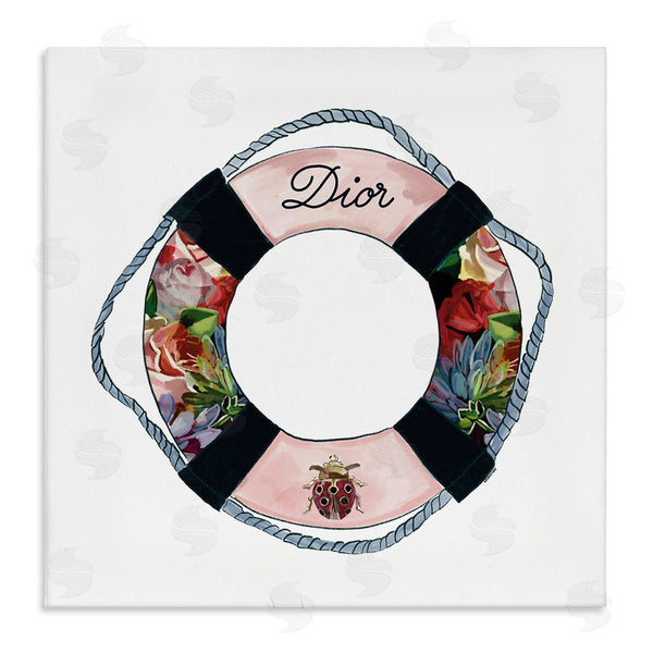 stupell industries Amelia Noyes | Floral Patterned Life Preserver Upscale Fashion Motif Wall Art