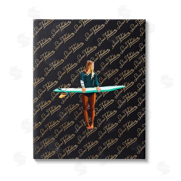 stupell industries Amelia Noyes | Glam Girl with Surfboard Wall Art