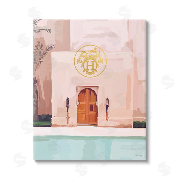 stupell industries Amelia Noyes | Glam Poolside Villa Scene Wall Art