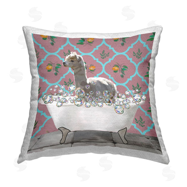 Stupell Industries Amelia Noyes | Llama In Bubble Bath Printed Throw Pillow