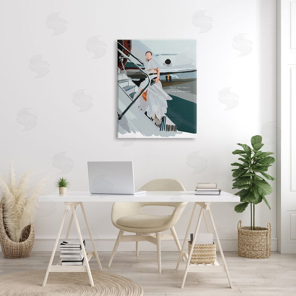 Stupell Industries Amelia Noyes | Magic Of New Beginnings Uplifting Woman Boarding Airplane Wall Art