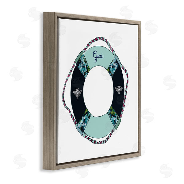 Stupell Industries Amelia Noyes | Trendy Nautical Life Buoy Glam Style Pattern Wall Art
