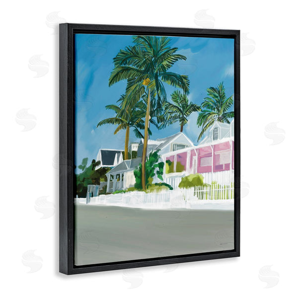 Stupell Industries Amelia Noyes | Tropical Palm Trees Summer Vacation Resort Houses Wall Art
