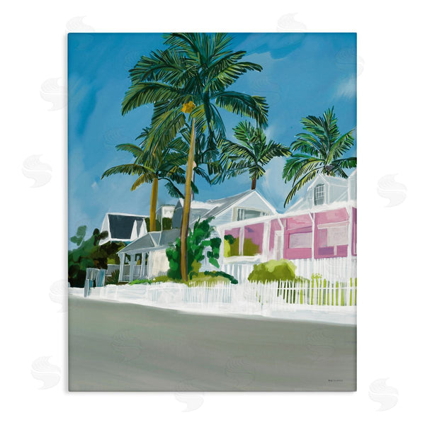 stupell industries Amelia Noyes | Tropical Palm Trees Summer Vacation Resort Houses Wall Art