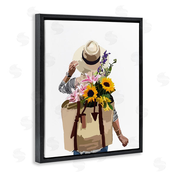 Stupell Industries Amelia Noyes | Woman Carrying Floral Backpack