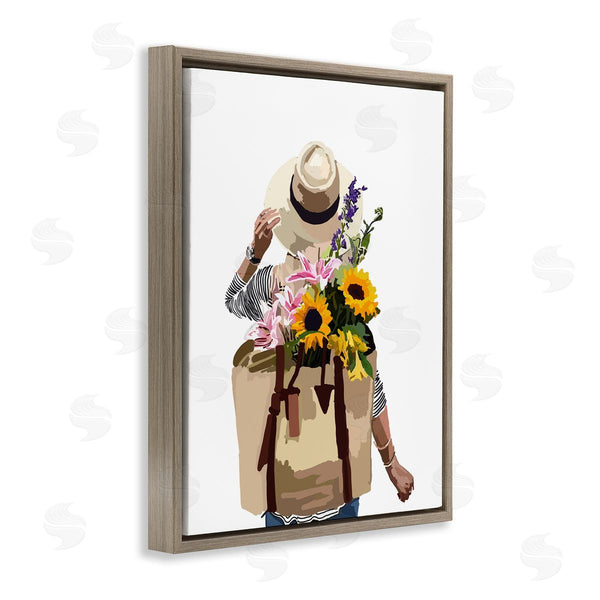 Stupell Industries Amelia Noyes | Woman Carrying Floral Backpack