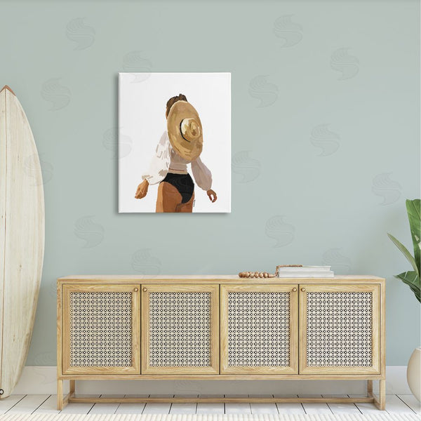 Stupell Industries Amelia Noyes | Woman Draped Sun Hat Tropical Summer Vacation Wall Art