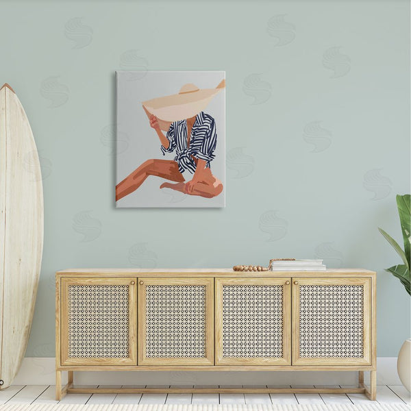 Stupell Industries Amelia Noyes | Woman Obscured By Sun Hat Summer Beach Portrait Wall Art