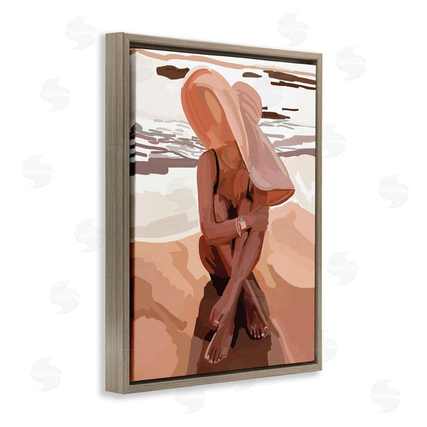 Stupell Industries Amelia Noyes | Woman Sitting Enjoying Ocean Shore Summer Beach Wall Art