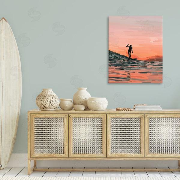 Stupell Industries Amelia Noyes | Woman Surfing At Sunset Wall Art