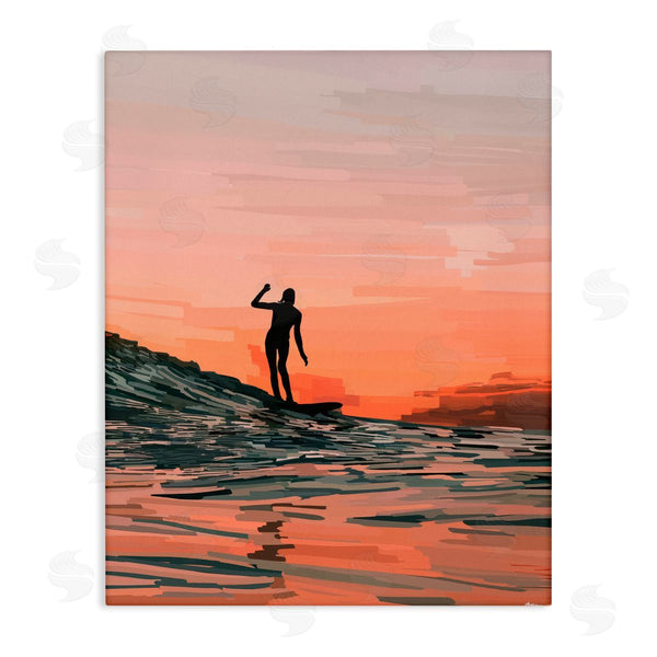 stupell industries Amelia Noyes | Woman Surfing at Sunset Wall Art