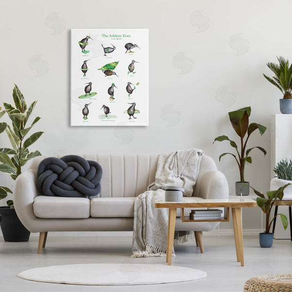 Stupell Industries Amelie Legault | Athletic Kiwi Various Exercises Bird Drawings Chart Wall Art