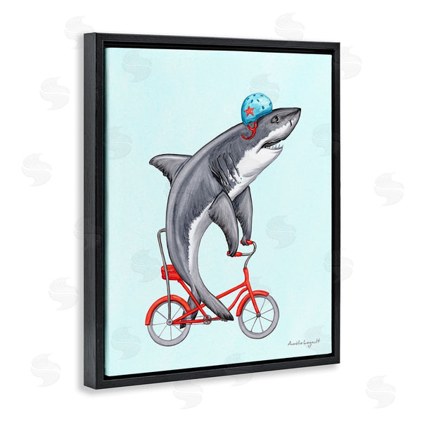 Stupell Industries Amelie Legault | Great White Shark On Red Bicycle Blue Helmet Wall Art