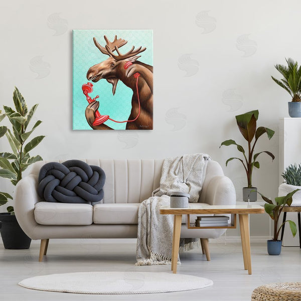 Stupell Industries Amelie Legault | Vintage Moose With Candlestick Telephone Ombre Background Wall Art