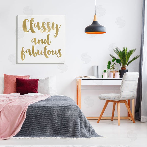 Stupell Industries Amy Brinkman | Classy And Fabulous Glam Detail Calligraphy Phrase Wall Art