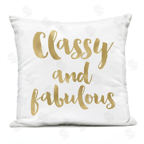 Stupell Industries Amy Brinkman | Classy & Fabulous Glam Calligraphy Phrase Printed Throw Pillow