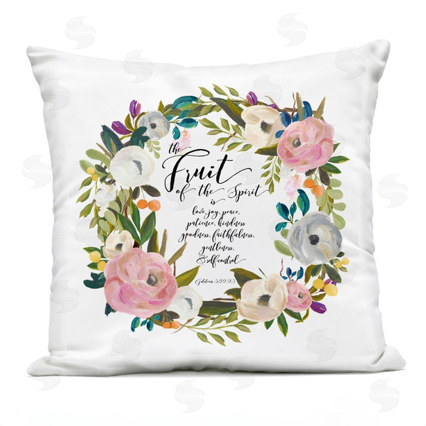 Stupell Industries Amy Brinkman | Fruit Of The Spirit Rose Wreath Printed Throw Pillow