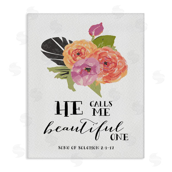stupell industries Amy Brinkman | He Calls Me Beautiful One Spiritual Quote Typography Wall Art
