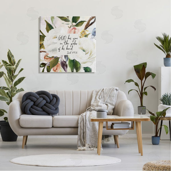 Stupell Industries Amy Brinkman | Palm Of His Hand Religious Calligraphy Traditional Blossom Wall Art
