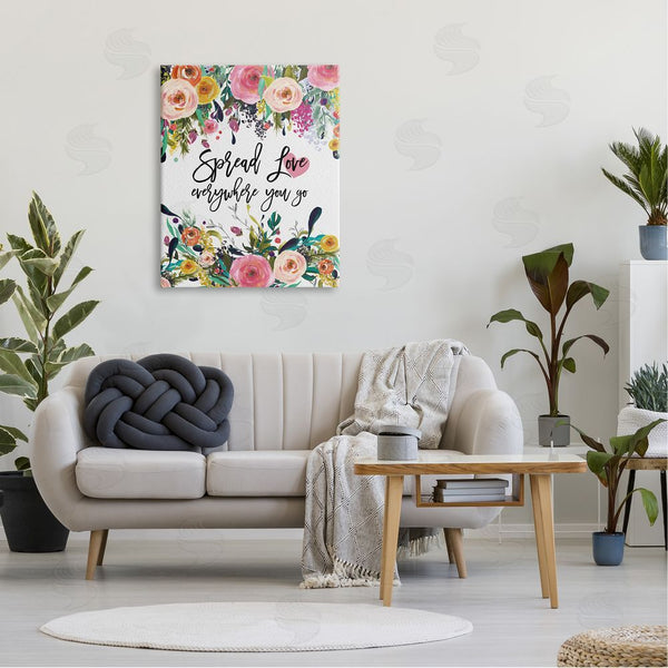 Stupell Industries Amy Brinkman | Spread Love Phrase Pink Floral Blooms Calligraphy Wall Art