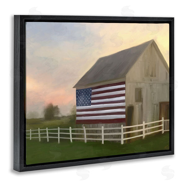Stupell Industries Amy Hall | American Flag Rural Barn Sunset Farm Landscape Wall Art