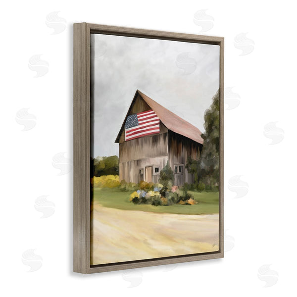 Stupell Industries Amy Hall | Rural Americana Home Countryside Farm Flag Painting Wall Art