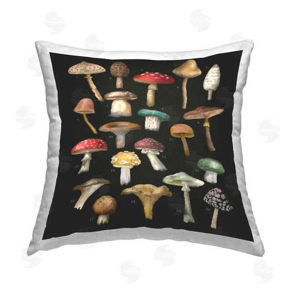 stupell industries Amylee Weeks | Mushrooms Species Diagrams Nature Printed Throw Pillow