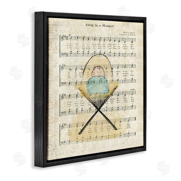 Stupell Industries Andi Metz | Baby Jesus Cradle Away In Manger Musical Script Wall Art