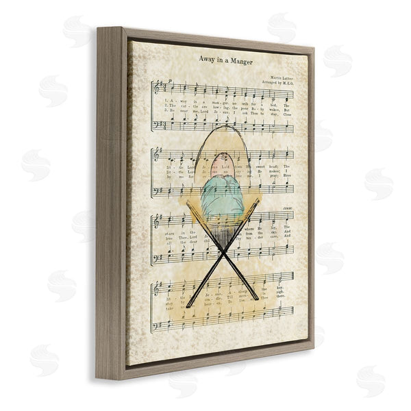Stupell Industries Andi Metz | Baby Jesus Cradle Away In Manger Musical Script Wall Art