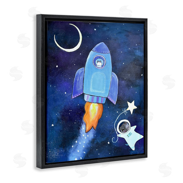 Stupell Industries Andrea Doss | Animals In Outer Space Rocket Ship Star Balloon Night Sky Wall Art