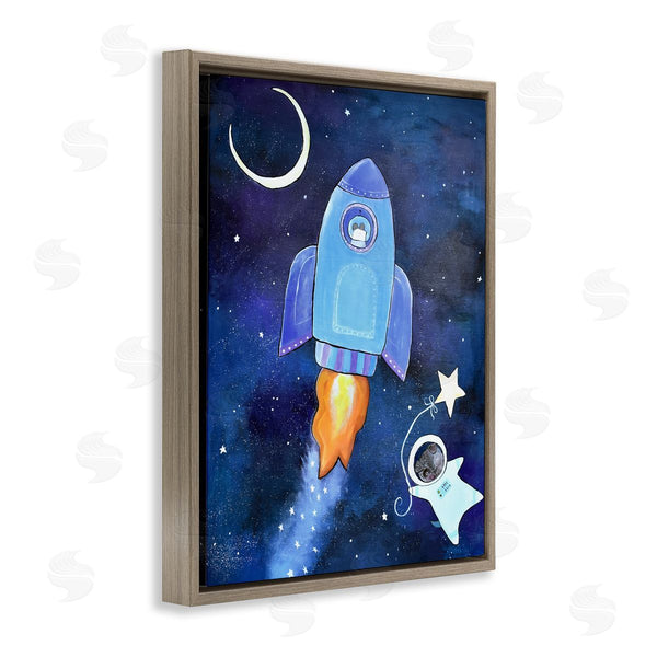 Stupell Industries Andrea Doss | Animals In Outer Space Rocket Ship Star Balloon Night Sky Wall Art