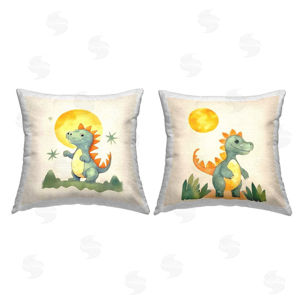 Stupell Industries Andrea Haase | Dinosaur Baby With Moon Printed Throw Pillow Set