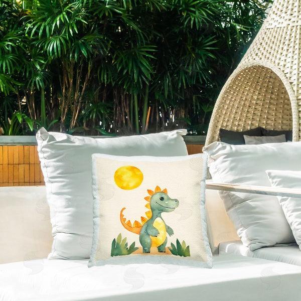 Stupell Industries Andrea Haase | Happy Dinosaur & Sun Printed Throw Pillow