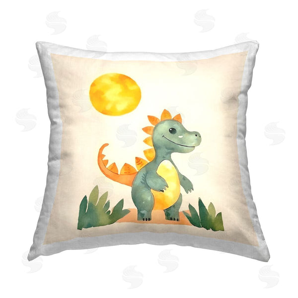 stupell industries Andrea Haase | Happy Dinosaur & Sun Printed Throw Pillow