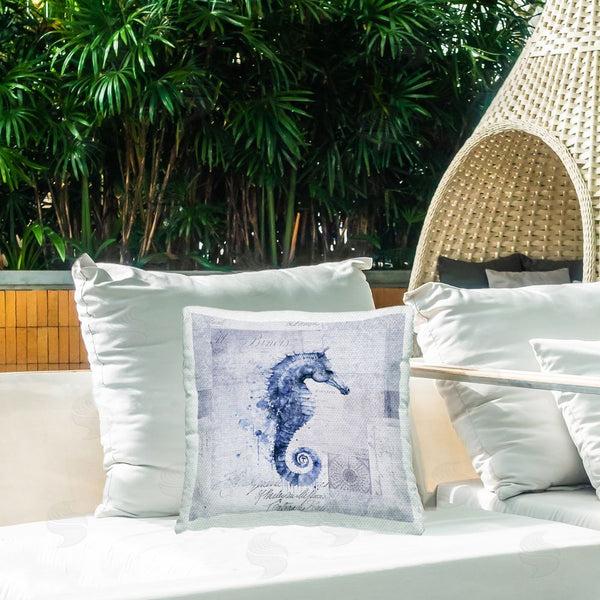 Stupell Industries Andrea Haase | Vintage Collaged Seahorse Printed Throw Pillow