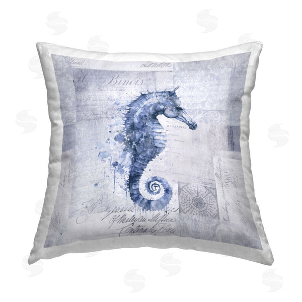 stupell industries Andrea Haase | Vintage Collaged Seahorse Printed Throw Pillow