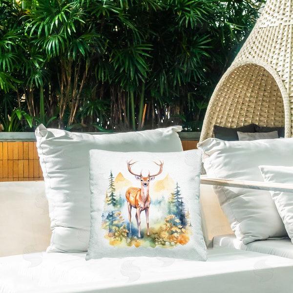 Stupell Industries Andrea Haase | Wild Deer With Mountains Printed Throw Pillow